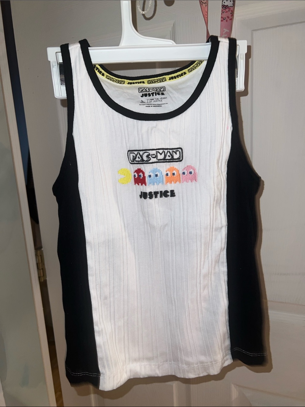 Justice Girls' Pac-Man Ribbed Tank Top - White & Black